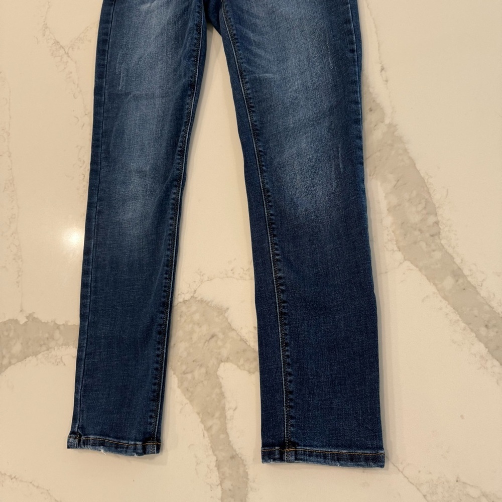 Risen Curvy Yoke Hip Up Skinny Denim Jeans Women’s 27 Dark Blue Wash Mid Rise - Picture 2 of 8